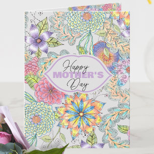 Vibrant Spring Blossoms and Greenery Mother's Day Card
