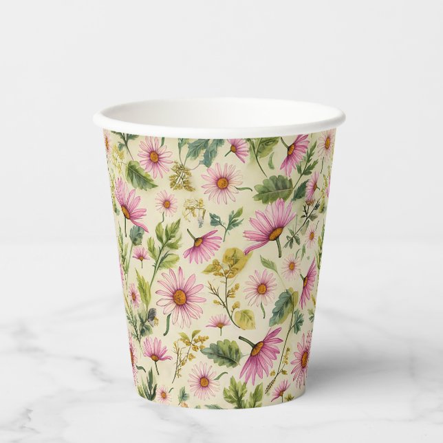 Vibrant Spring Floral Print Paper Cups (Front)