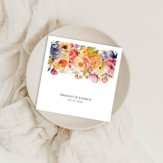 Vibrant Spring Floral Wedding Napkin (Creator Uploaded)