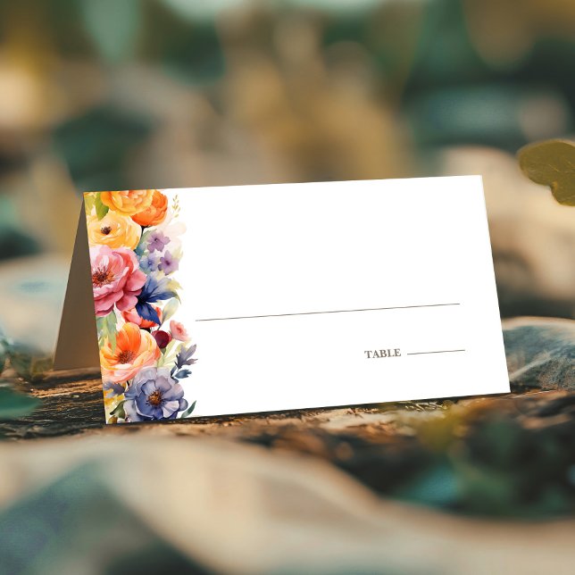 Vibrant Spring Floral Wedding Place Card (Creator Uploaded)