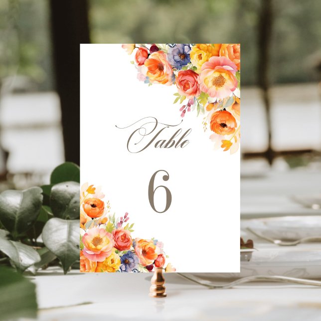 Vibrant Spring Floral Wedding Table Number (Creator Uploaded)