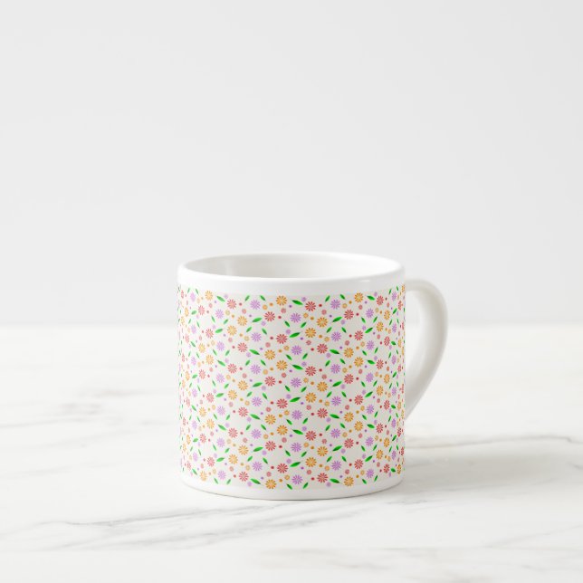 Vibrant Spring Flowers and Leaves  Espresso Cup (Front Right)
