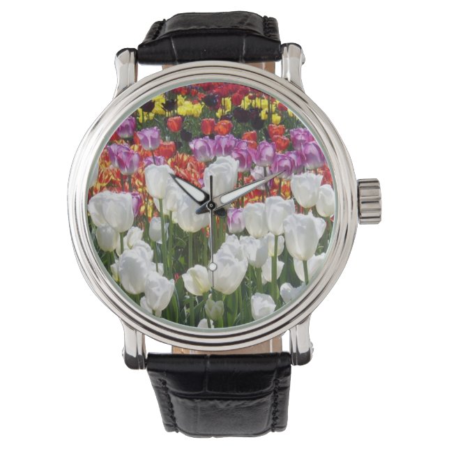 Vibrant Spring Garden Floral Watch (Front)
