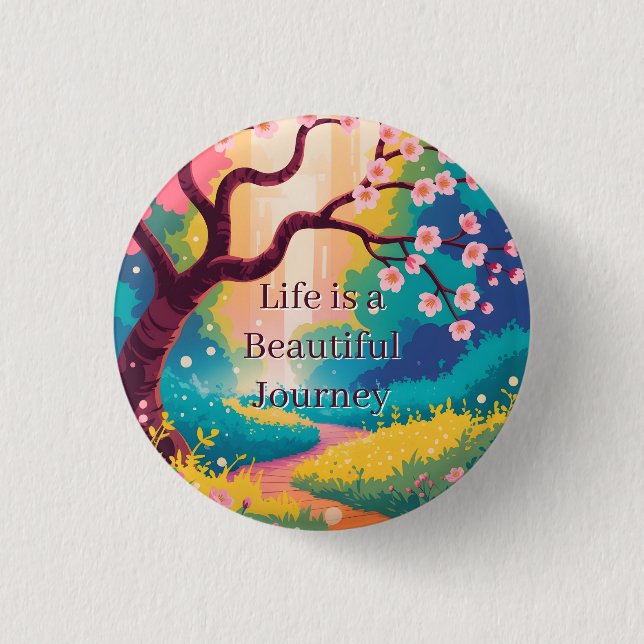 Vibrant Spring Path under Blooming Cherry Blossoms 3 Cm Round Badge (Front)