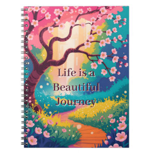 Vibrant Spring Path under Blooming Cherry Blossoms Notebook