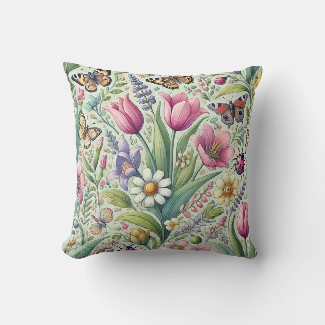Vibrant Spring-Themed Pattern Cushion (Front)