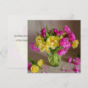 Vibrant spring tulips, greeting card