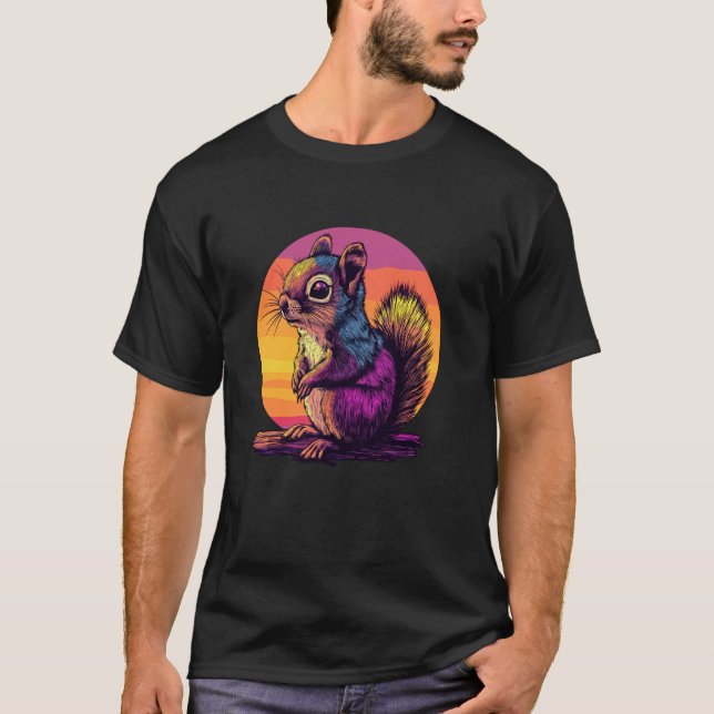 Vibrant Squirrel In Sunset Colours T-Shirt (Front)