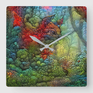 Vibrant Squirrel- Square Wall Clock