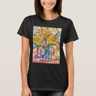 Vibrant Stained Gl Daffodils Sticker T-Shirt