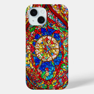 Vibrant Stained Glass Abstract Art iPhone 15 Case