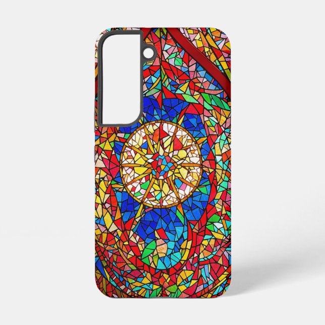 Vibrant Stained Glass Abstract Art Samsung Galaxy S22 Case (Back)