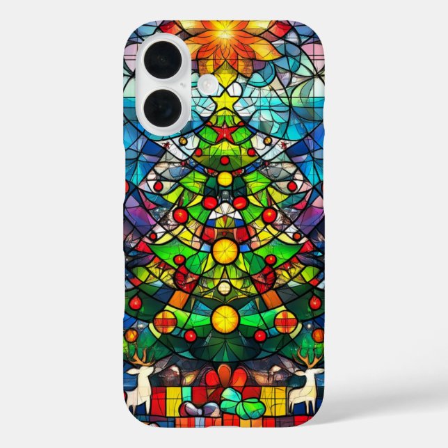 Vibrant Stained Glass Christmas Tree  Case-Mate iPhone Case (Back)