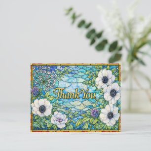 Vibrant Stained Glass Inspired Floral Thank You Postcard