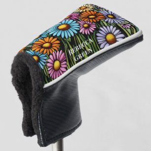 Vibrant Stained Glass Look Bohemian Garden Daisies Golf Head Cover