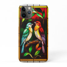 Vibrant Stained Glass Panel with Colourful Birds
