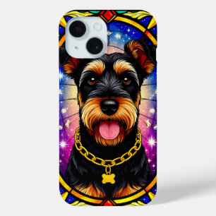 Vibrant Stained Glass Portrait of a Dog iPhone 15 Case