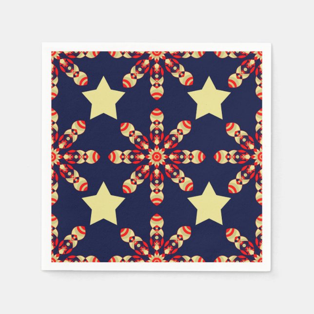 Vibrant star and kaleidoscope pattern napkin (Front)