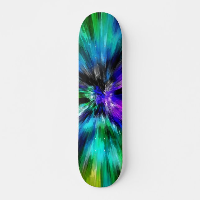 Vibrant Starburst Tie Dye Skateboard (Front)