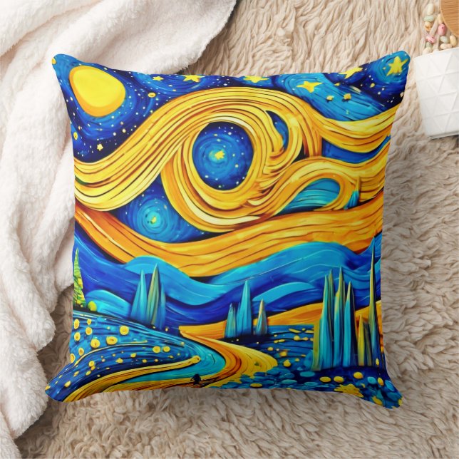 Vibrant Starry Artwork Cushion (Blanket)