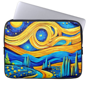 Vibrant Starry Artwork Laptop Sleeve