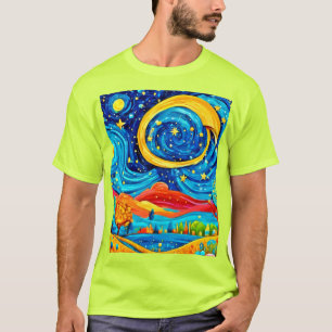Vibrant Starry Night Style Art T-Shirt