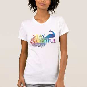 Vibrant "Stay Colourful" Peacock Motivational T-Shirt