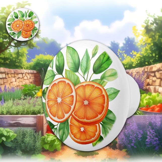 Vibrant Still Life of Freshly Peeled Orange Slices Ceramic Knob (Creator Uploaded)