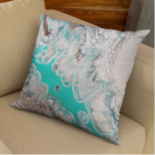 Vibrant Stone Marble Look Fluid Acrylic Art Cushion