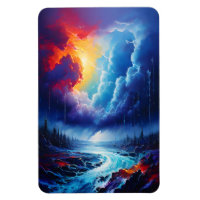 Vibrant Stormy Sky Abstract River Landscape Art