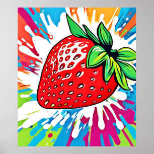 Vibrant Strawberry Artwork Poster
