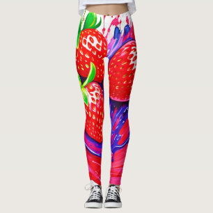 Vibrant Strawberry Splash Leggings