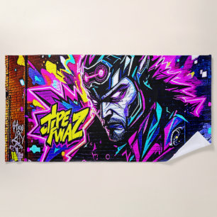 Vibrant Street Art Glow Beach Towel