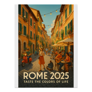 Vibrant Streets of Trastevere art Poster