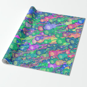 Vibrant Strings Guitar Motif Drawing Pattern Wrapping Paper