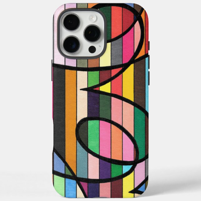Vibrant Striped Abstract with Bold Black Swirls Case-Mate iPhone Case (Back)