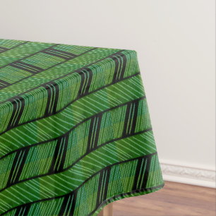 Vibrant Striped Pattern Abstract Green Geometric Tablecloth
