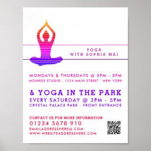 Vibrant Striped Yoga Class Advertising Poster