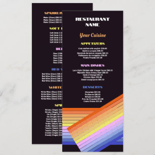 Vibrant Stripes, Restaurant Slimline Menu