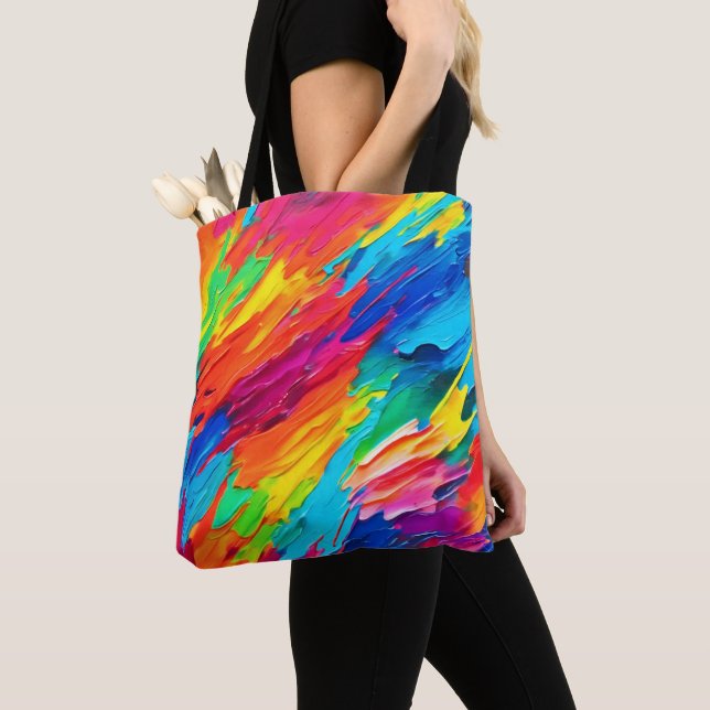 Vibrant Strokes of Joy Tote Bag (Close Up)