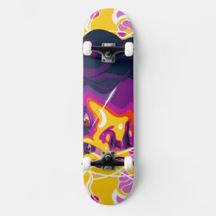 Vibrant Stylised Portrait with Abstract Elements Skateboard