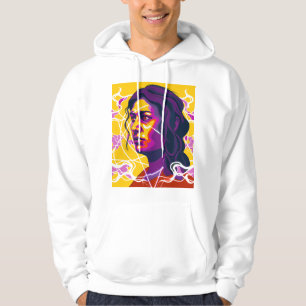 Vibrant Stylized Portrait with Abstract Elements Hoodie