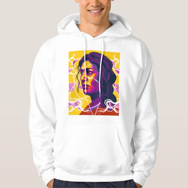 Vibrant Stylized Portrait with Abstract Elements Hoodie (Front)
