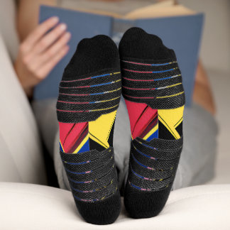 Vibrant Stylized Portrait with Abstract Elements Socks