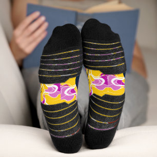 Vibrant Stylized Portrait with Abstract Elements Socks