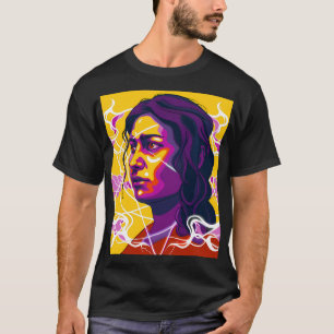Vibrant Stylized Portrait with Abstract Elements T-Shirt