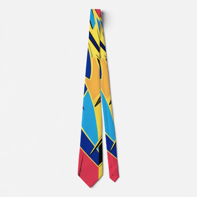 Vibrant Stylized Portrait with Abstract Elements Tie (Front)
