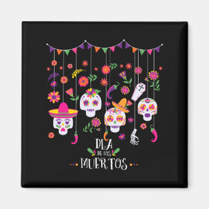Vibrant Sugar Calavera Skulls Day Of Government Magnet