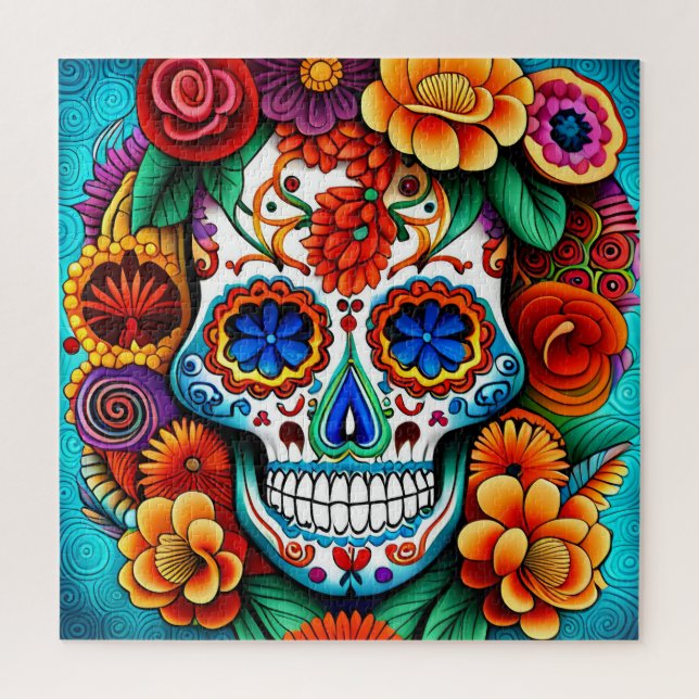 Vibrant Sugar Skull art Jigsaw Puzzle (Vertical)