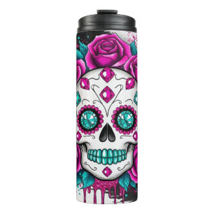Vibrant Sugar Skull Thermal Tumbler